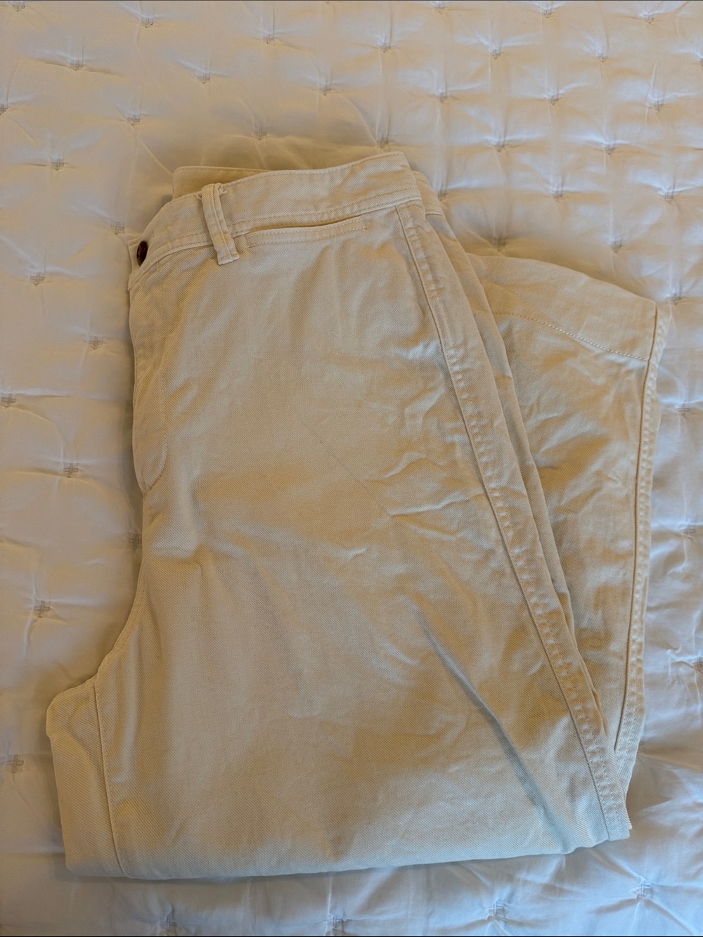 GAP Cream High-Rise Wide-Leg Pants